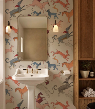 Oriental Animals Beige wallpaper by Wallcolors