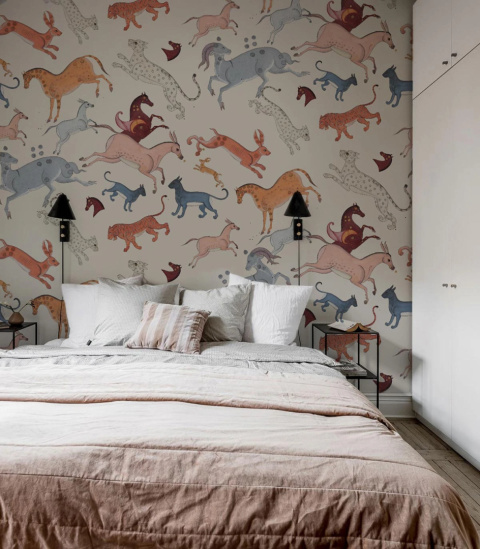 Oriental Animals Beige wallpaper by Wallcolors