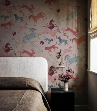 Oriental Animals Pink wallpaper by Wallcolors