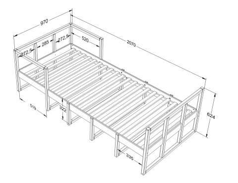 TWEENS Bett 90 x 200 cm staubblau