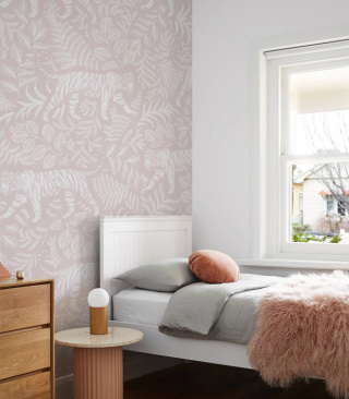 Camouflaged Tiger Light Pink wallpaper by Wallcolors