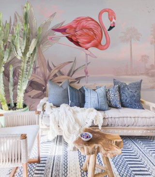 Crimson Flamingo Pink wallpaper from Wallcolors