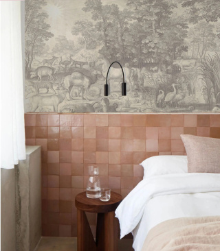 Fauna Fresco Beige -Tapete von Wallcolors