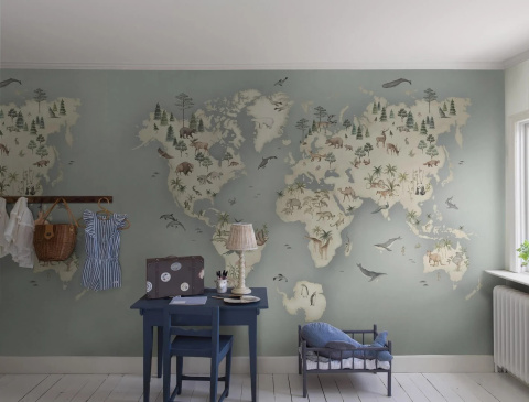 Mural wallpaper world map NEWBIE II 6946 Little Explorer