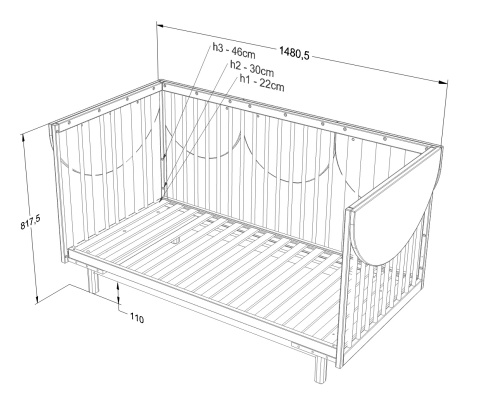 BLOOM bed 70 x 140cm cashmere - oak wood