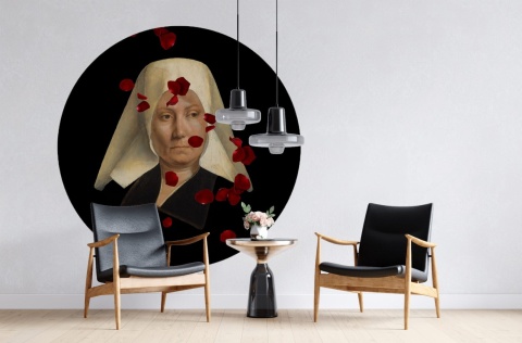 Dekoracja ścienna - mural DOTS Dama z różami