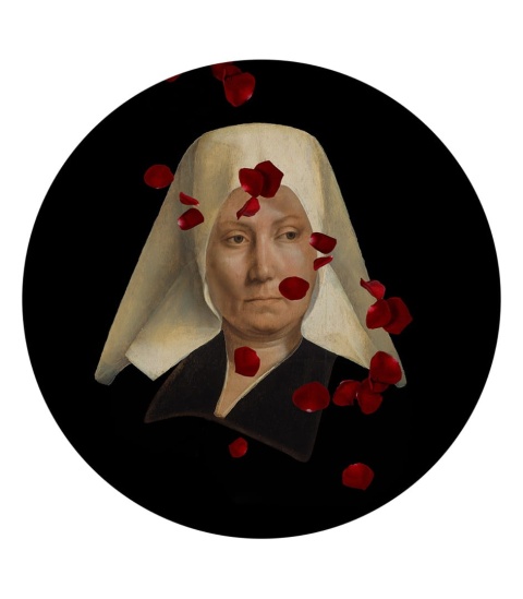 Dekoracja ścienna - mural DOTS Dama z różami