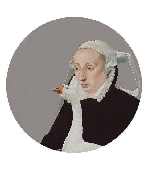 Dekoracja ścienna - mural DOTS Kobieta z gęsią