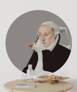 Wall decoration - mural DOTS Woman with a Goose