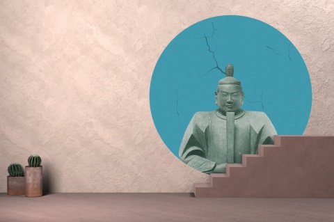 Wall decoration - mural DOTS Kusunoki BLUE