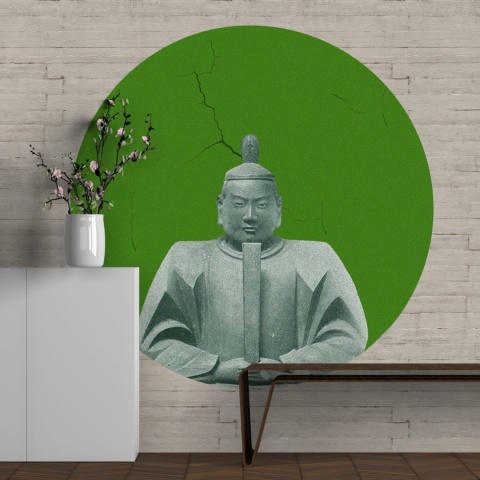 Dekoracja ścienna - mural DOTS Kusunoki GREEN