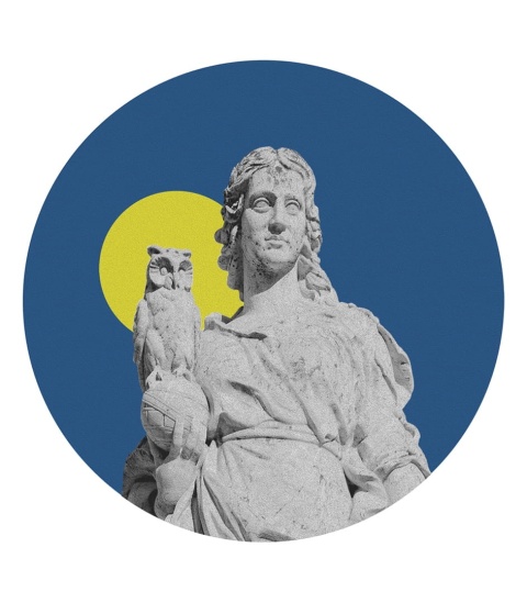 Wall decoration - mural DOTS Owl with the Moon