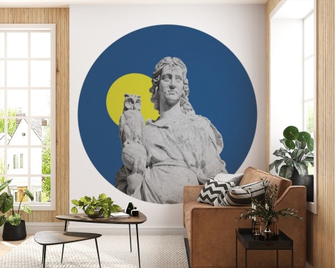 Wall decoration - mural DOTS Owl with the Moon