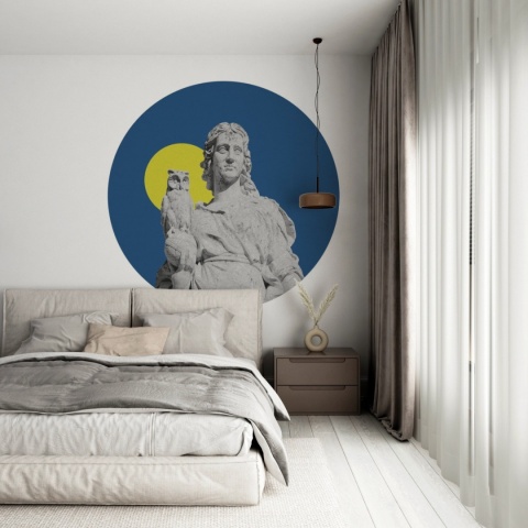 Wall decoration - mural DOTS Owl with the Moon