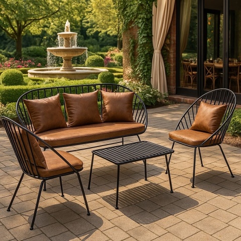 GULIO sofa tapicerowana na metalowym stelażu skóra naturalna