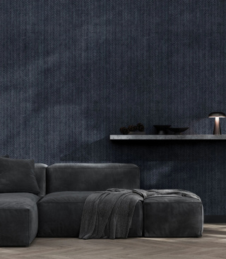 Herringbone Blue Wallpaper von Wallcolors