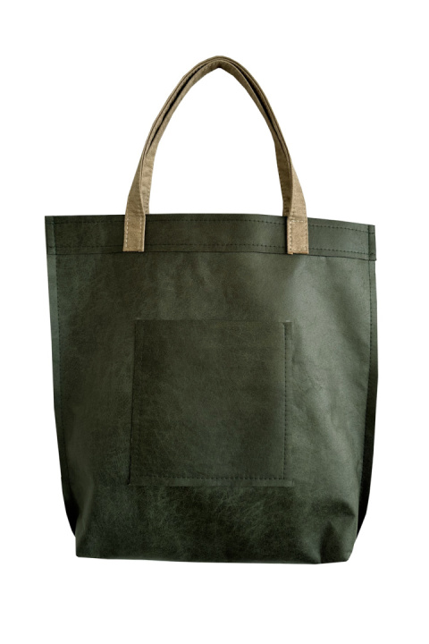 Mr.m Vintage grüne Echtledertasche/cremefarbene Griffe