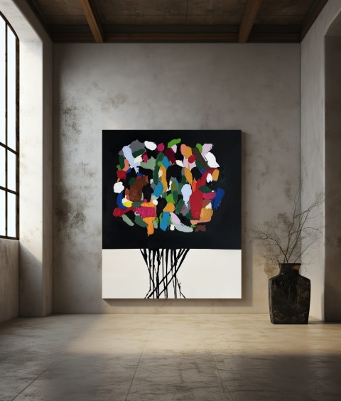 Abstrakcja ABSTRAKTE FLORA Obraz na płótnie akryl 100 x 120 cm