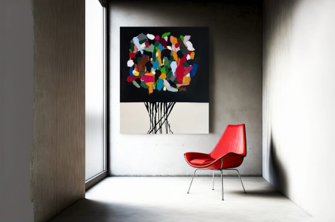 Abstrakcja ABSTRAKTE FLORA Obraz na płótnie akryl 100 x 120 cm