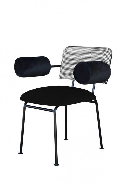 BEE fotel tapicerowany z podłokietnikami na metalowym stelażu