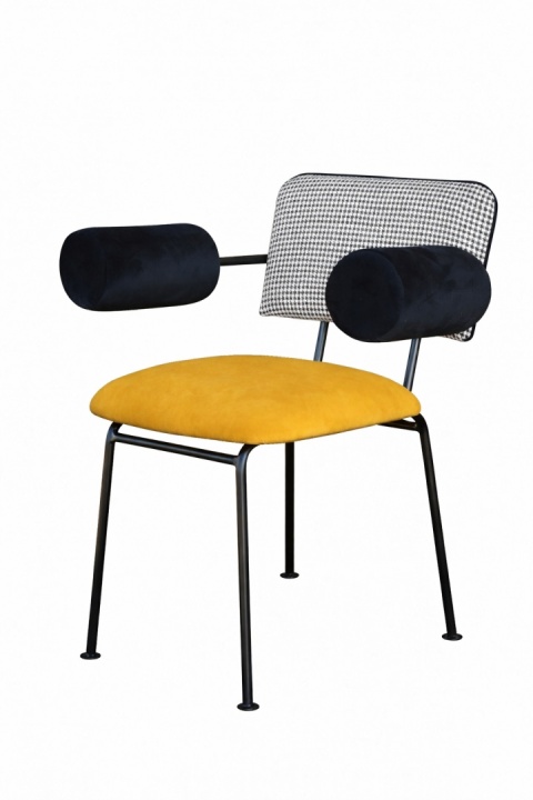 BEE fotel tapicerowany z podłokietnikami na metalowym stelażu