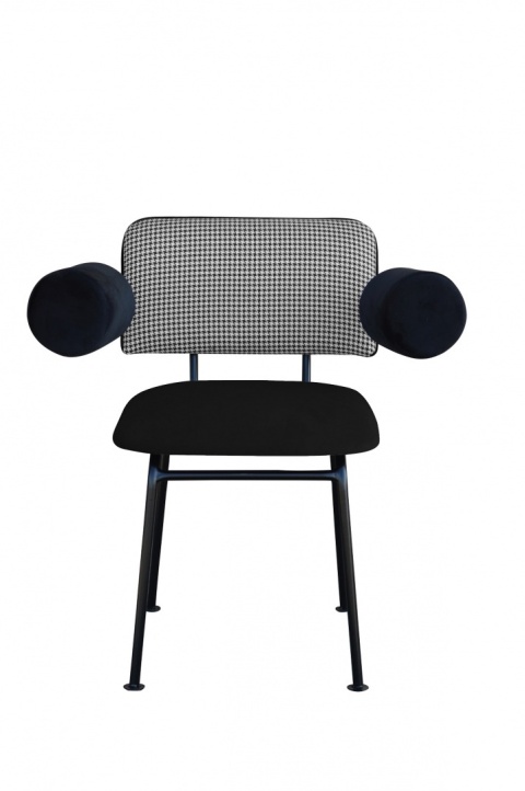 BEE fotel tapicerowany z podłokietnikami na metalowym stelażu