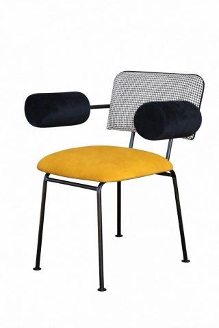 BEE fotel tapicerowany z podłokietnikami żółty