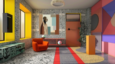 DIGITAL PAINTING - BAUHAUS MAN graphic on canvas