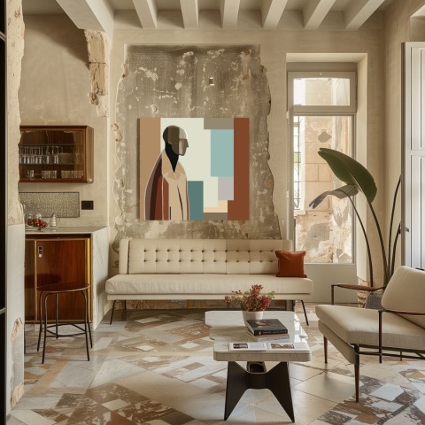 DIGITAL PAINTING - BAUHAUS MAN graphic on canvas