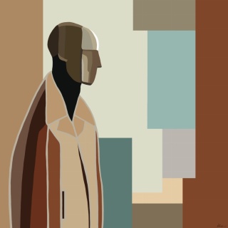 DIGITAL PAINTING - BAUHAUS MAN grafika na płótnie