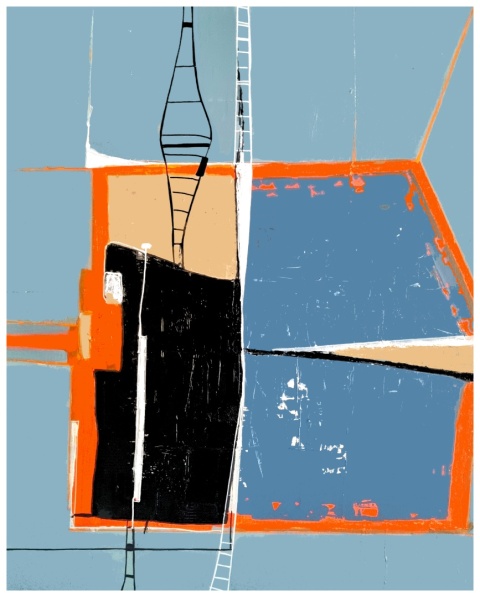 DIGITAL PAINTING - BRIDGE grafika na płótnie