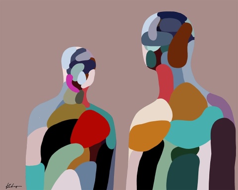 DIGITAL PAINTING -KINDRED SOULS graphic on canvas