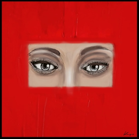 DIGITAL PAINTING - OCZY grafika na płótnie