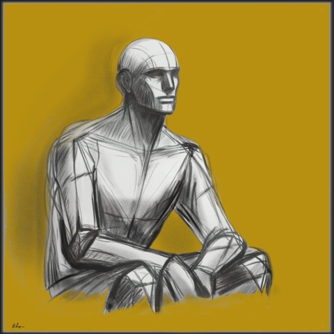 DIGITAL PAINTING - STUDY OF MAN graphic on canvas