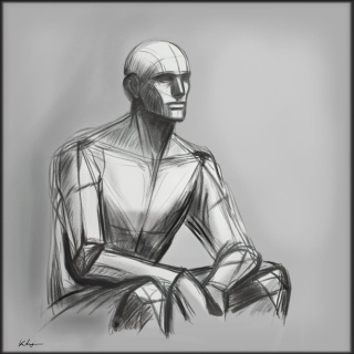 DIGITAL PAINTING - STUDY OF MAN Grafik auf Leinwand