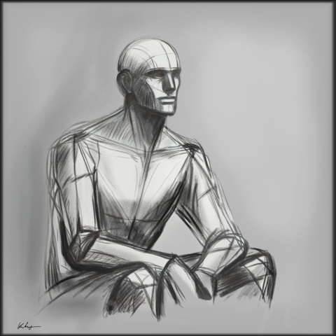 DIGITAL PAINTING - STUDY OF MAN graphic on canvas