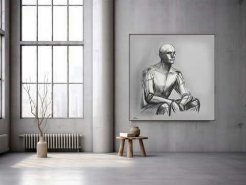 DIGITAL PAINTING - STUDY OF MAN graphic on canvas