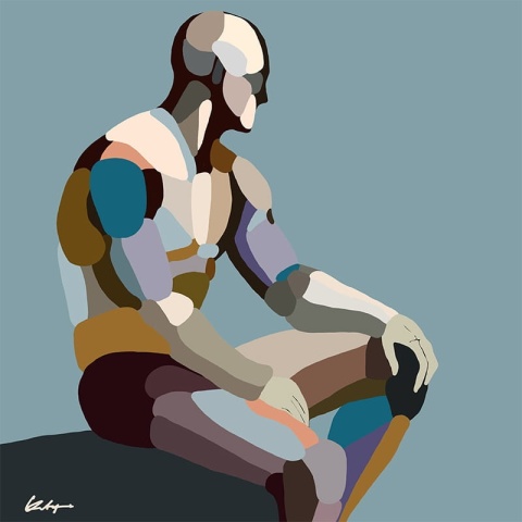 DIGITAL PAINTING - WAITING FOR graphic on canvas