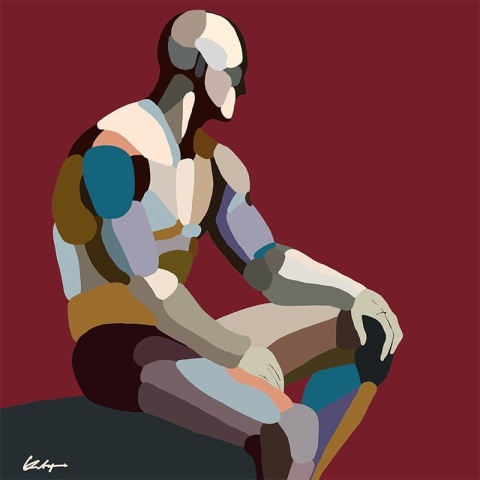 DIGITAL PAINTING - WAITING FOR graphic on canvas