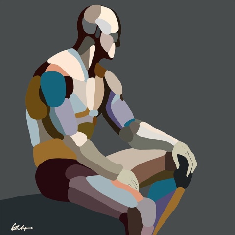 DIGITAL PAINTING - WAITING FOR graphic on canvas