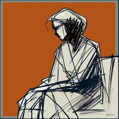 DIGITAL PAINTING - WOMAN grafika na płótnie