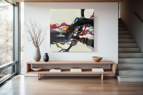 Abstrakcja DRZEWO ŻYCIA Obraz na płótnie akryl 120 x 120 cm