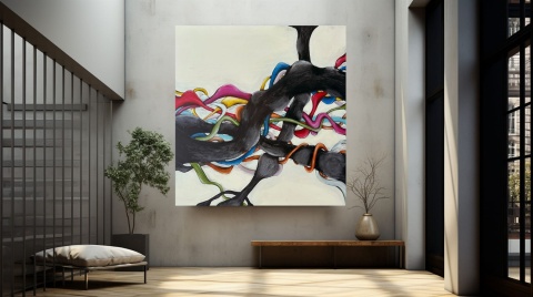 Abstrakcja DRZEWO ŻYCIA Obraz na płótnie akryl 120 x 120 cm