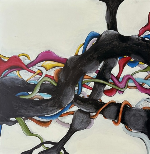 Abstrakcja DRZEWO ŻYCIA Obraz na płótnie akryl 120 x 120 cm