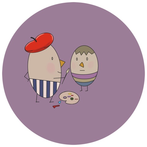 Dekoracja ścienna - Mural DOTS - Pan Jajko Maluje Jajeczko