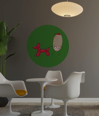 Dekoracja ścienna - Mural DOTS - Pan Jajko Na Spacerze z Balonowym Psem