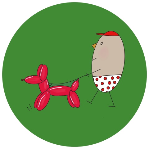 Dekoracja ścienna - Mural DOTS - Pan Jajko Na Spacerze z Balonowym Psem