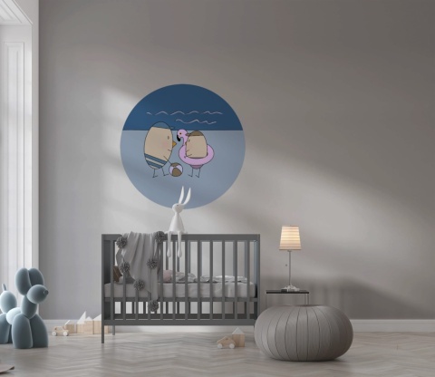 Wanddekoration - Wandbild DOTS - Herr und Frau Ei fliegen in einem Flugzeug