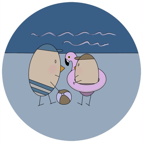 Wanddekoration - Wandbild DOTS - Herr und Frau Ei fliegen in einem Flugzeug