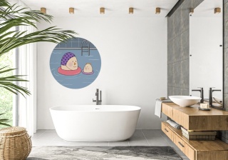 Dekoracja ścienna - Mural DOTS - Pan Jajko na basenie